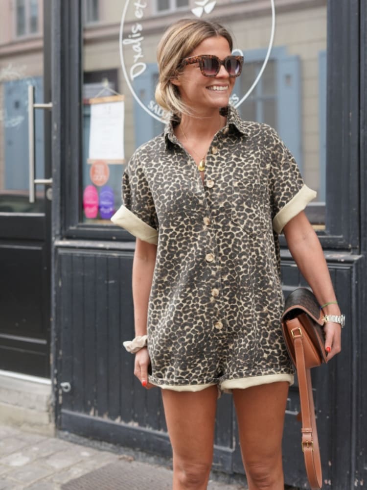 AVA & GRACE VAN™ | Effortless Leopard Print Shirt Dress